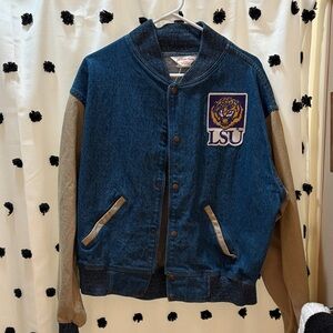 LSU Blue and Tan Bomber Jacket